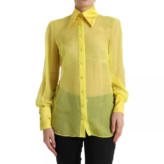 Dolce & Gabbana Yellow Long Sleeve Button Down Blouse Women's Top (Pre-Owned)