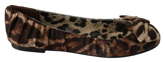 Dolce & Gabbana Brown Leopard Silk Ballerina Flats Women's Shoes (Pre-Owned)