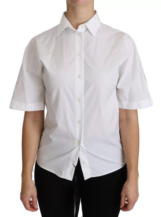 Dolce & Gabbana White Collared Short Sleeve Polo Shirt Women's Top (Pre-Owned)
