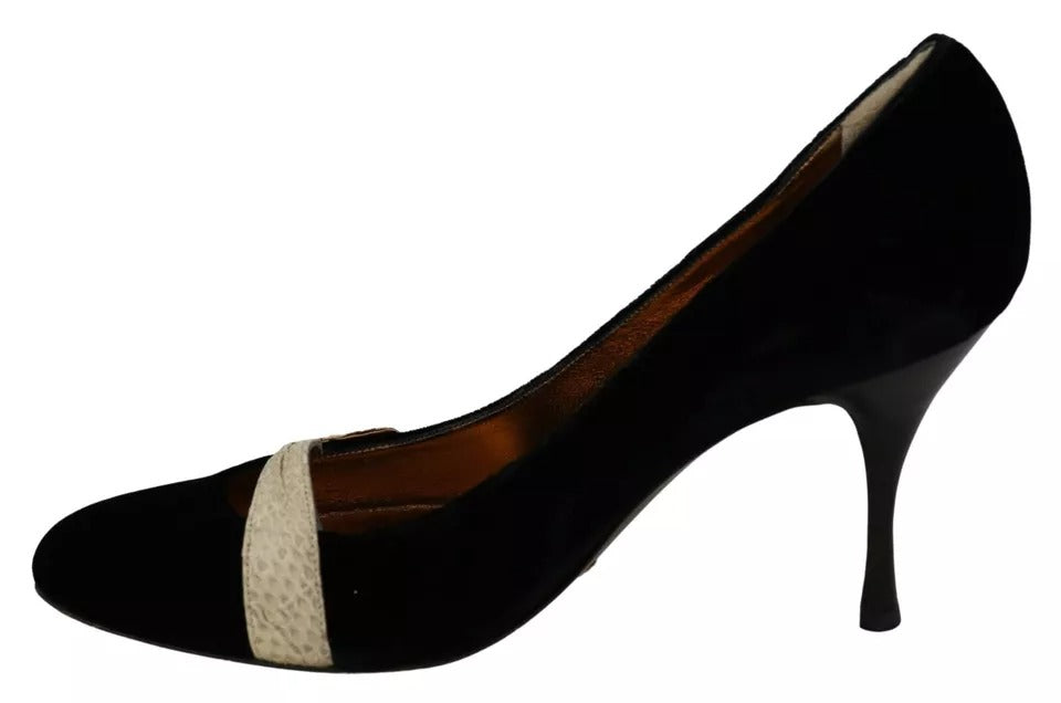 Dolce & Gabbana Black Velvet Ayers High Heels Pumps Women's Shoes (Pre-Owned)
