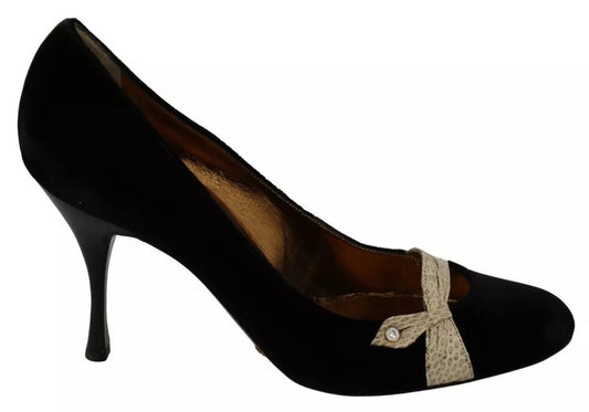 Dolce & Gabbana Black Velvet Ayers High Heels Pumps Women's Shoes (Pre-Owned)