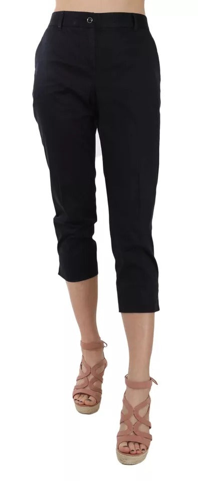 Dolce & Gabbana Black Cotton Cropped Capri Women's Pants (Pre-Owned)