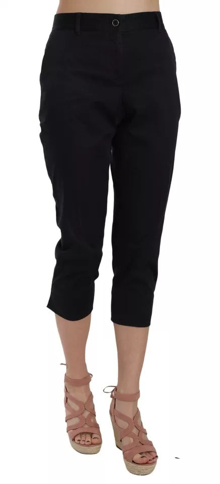 Dolce & Gabbana Black Cotton Cropped Capri Women's Pants (Pre-Owned)