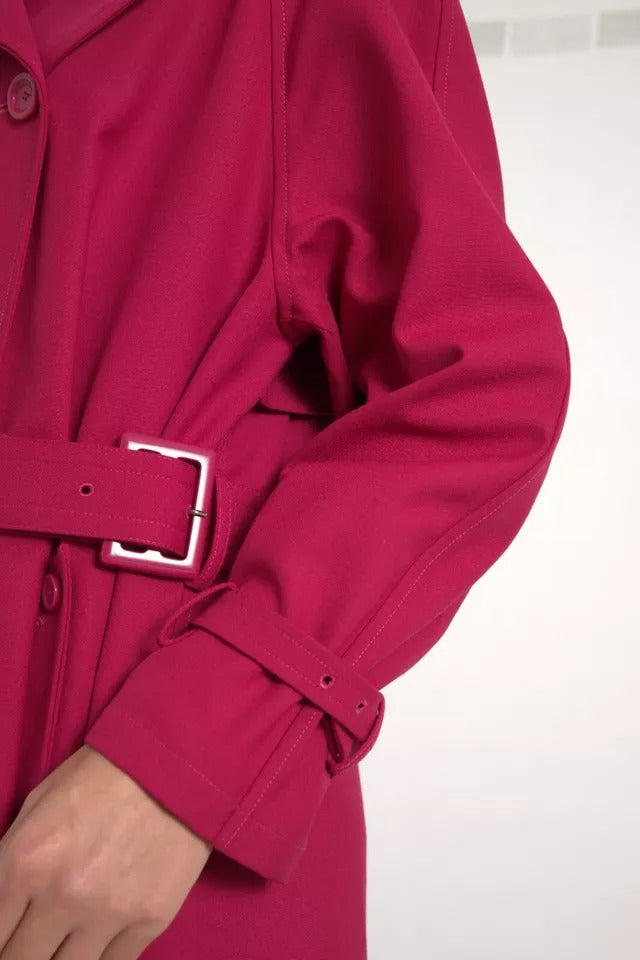 Dolce & Gabbana Dark Pink Double Breasted Trench Coat Women's Jacket