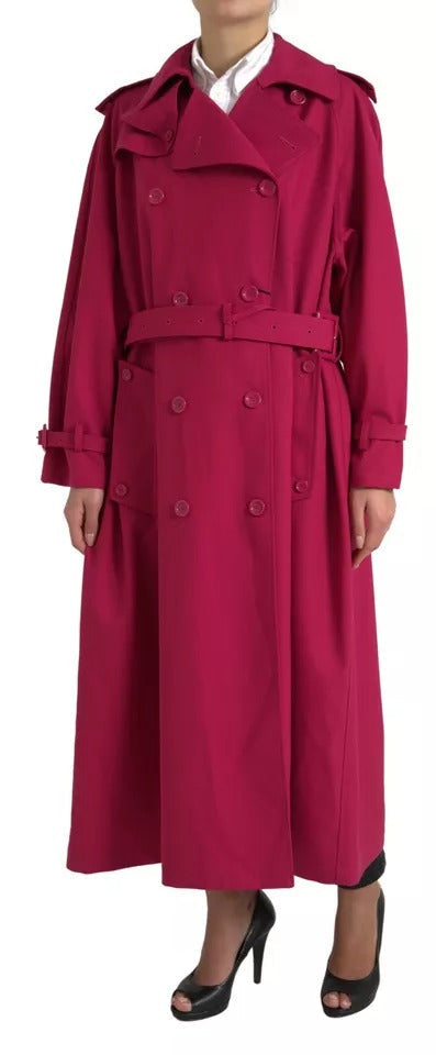 Dolce & Gabbana Dark Pink Double Breasted Trench Coat Women's Jacket