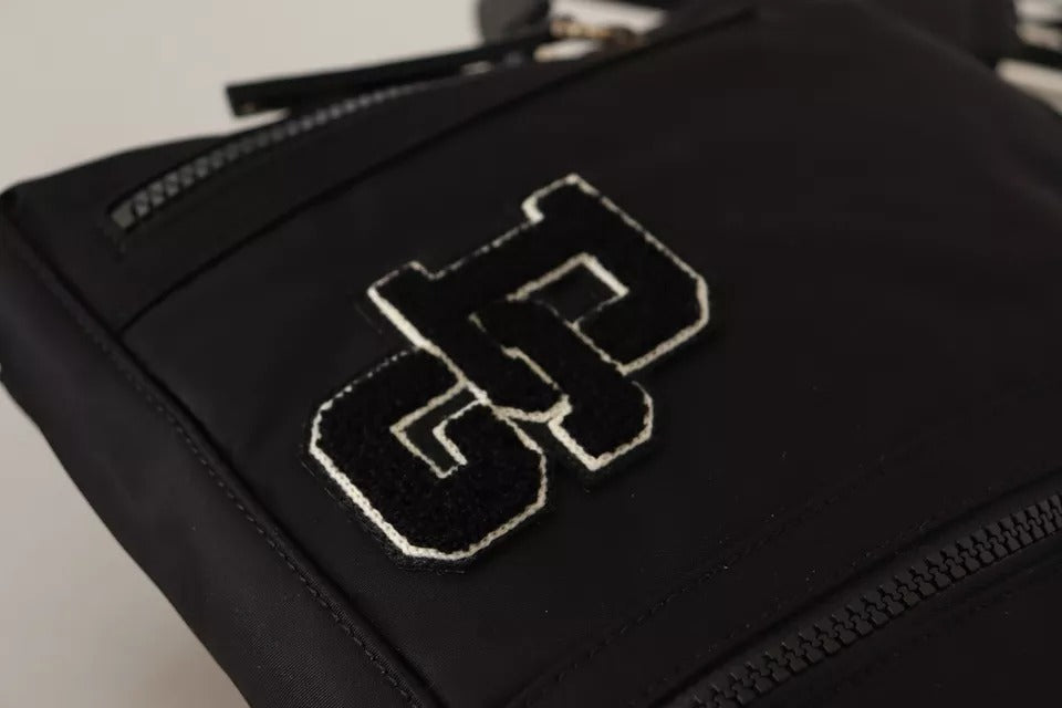Dolce & Gabbana Black Nylon Leather DG Logo Patch Messenger Cross Body Men's Bag (Pre-Owned)