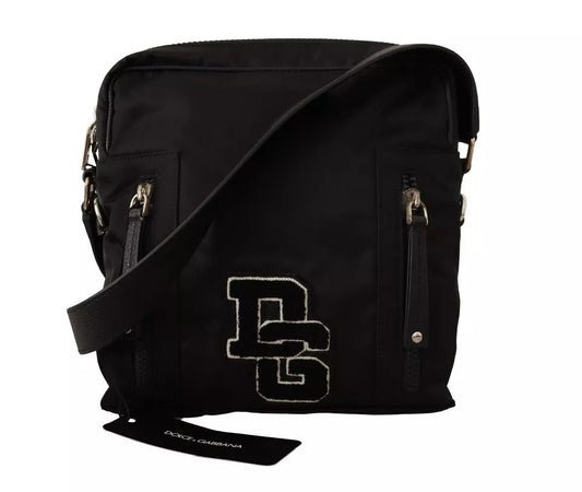 Dolce & Gabbana Black Nylon Leather DG Logo Patch Messenger Cross Body Men's Bag (Pre-Owned)