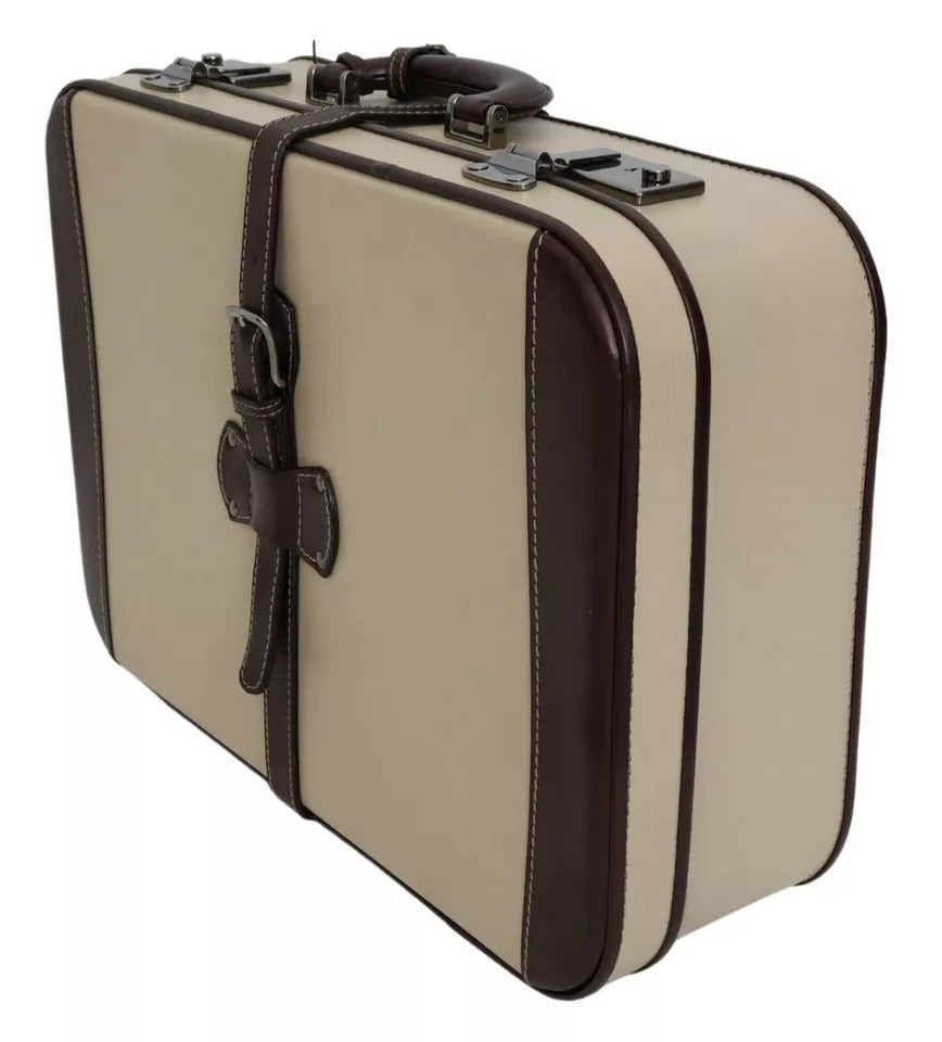 Dolce & Gabbana Brown Beige Leather Mens Travel Suitcase Luggage Men's Bag (Pre-Owned)
