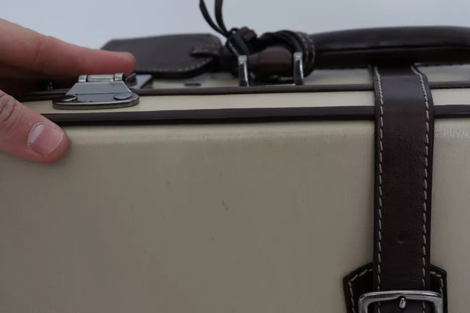 Dolce & Gabbana Brown Beige Leather Mens Travel Suitcase Luggage Men's Bag (Pre-Owned)