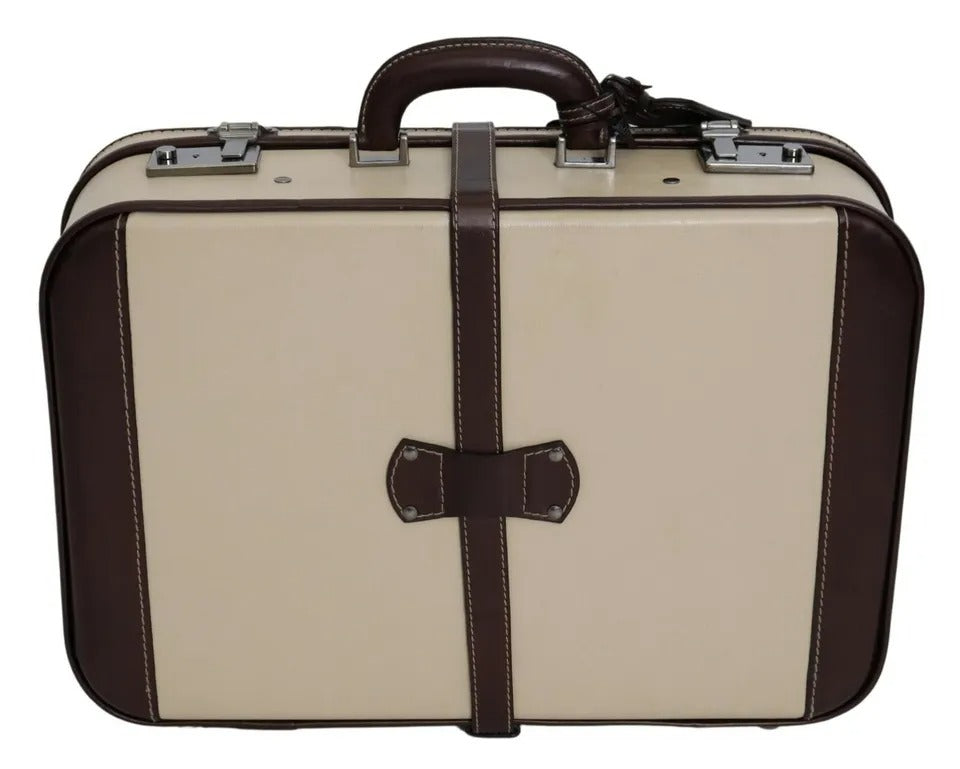 Dolce & Gabbana Brown Beige Leather Mens Travel Suitcase Luggage Men's Bag (Pre-Owned)