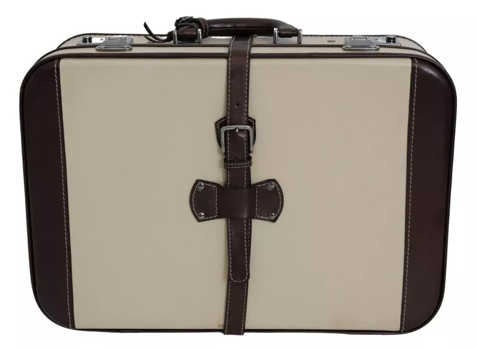 Dolce & Gabbana Brown Beige Leather Mens Travel Suitcase Luggage Men's Bag (Pre-Owned)