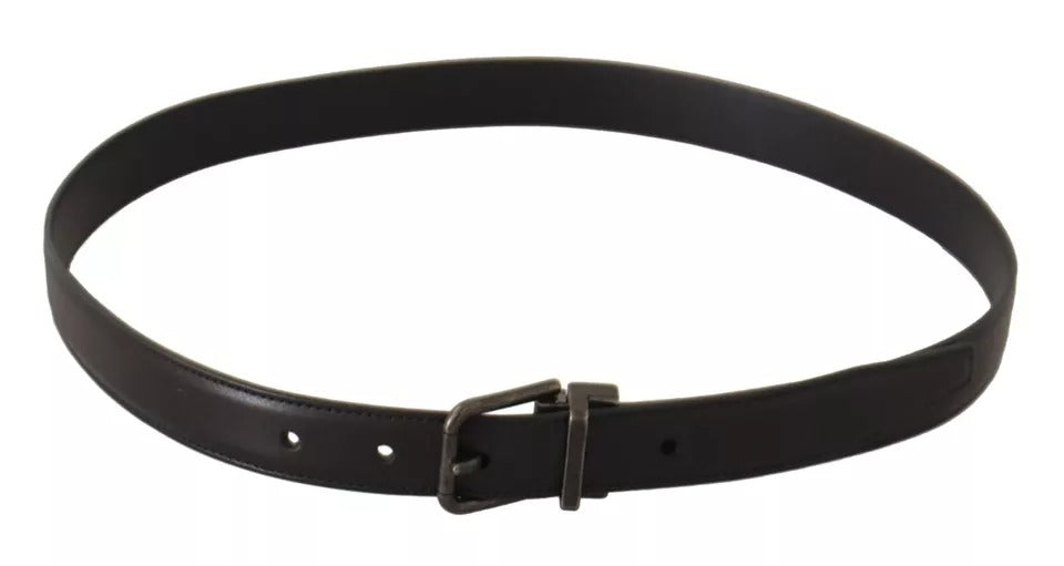 Dolce & Gabbana Black Calf Leather Antique Buckle Men Men's Belt (Pre-Owned)