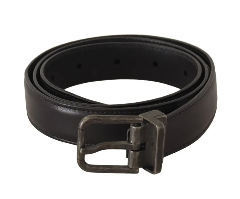 Dolce & Gabbana Black Calf Leather Antique Buckle Men Men's Belt (Pre-Owned)