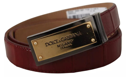 Dolce & Gabbana Brown Leather Gold Engraved Metal Buckle Women's Belt (Pre-Owned)