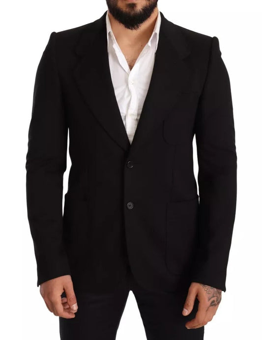 Dolce & Gabbana Black Wool Slim Fit Coat Jacket Men's Blazer