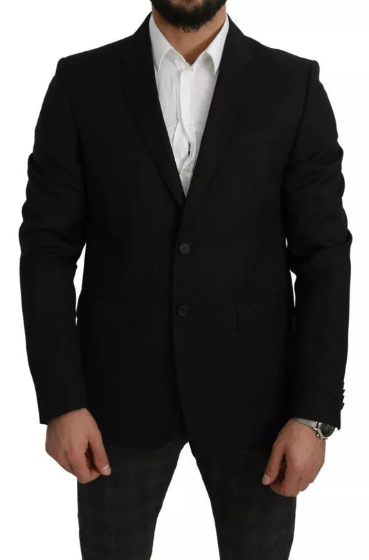 Dolce & Gabbana Black Wool Slim Fit Notch Jacket Men's Blazer