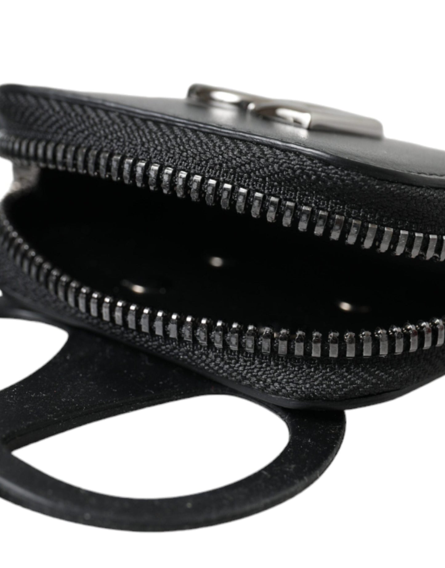 Dolce & Gabbana Black Calfskin Leather DG Logo Coin Purse Lanyard Men's Wallet