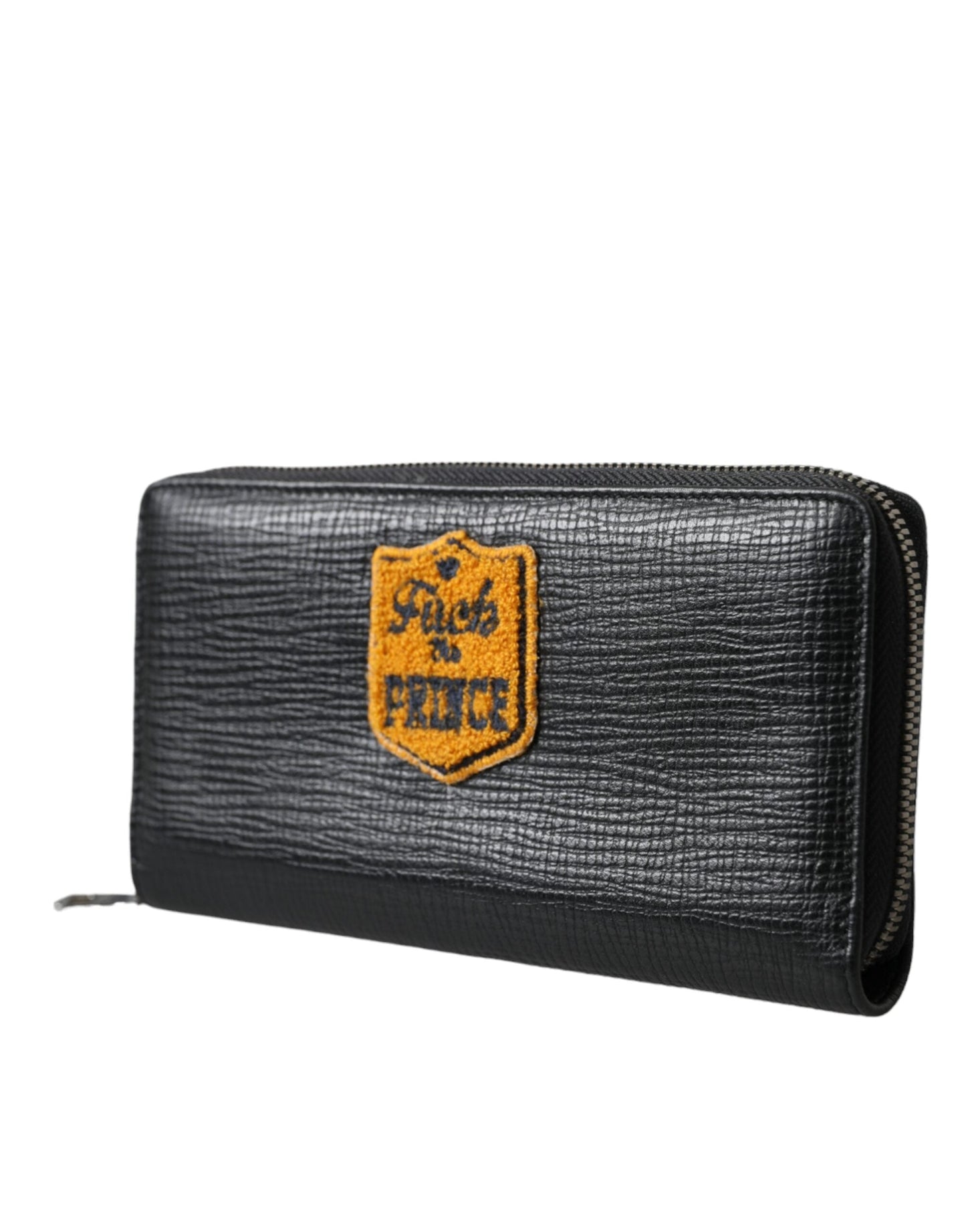 Dolce & Gabbana Black Leather Logo Patch Zip Around Continental Men's Wallet
