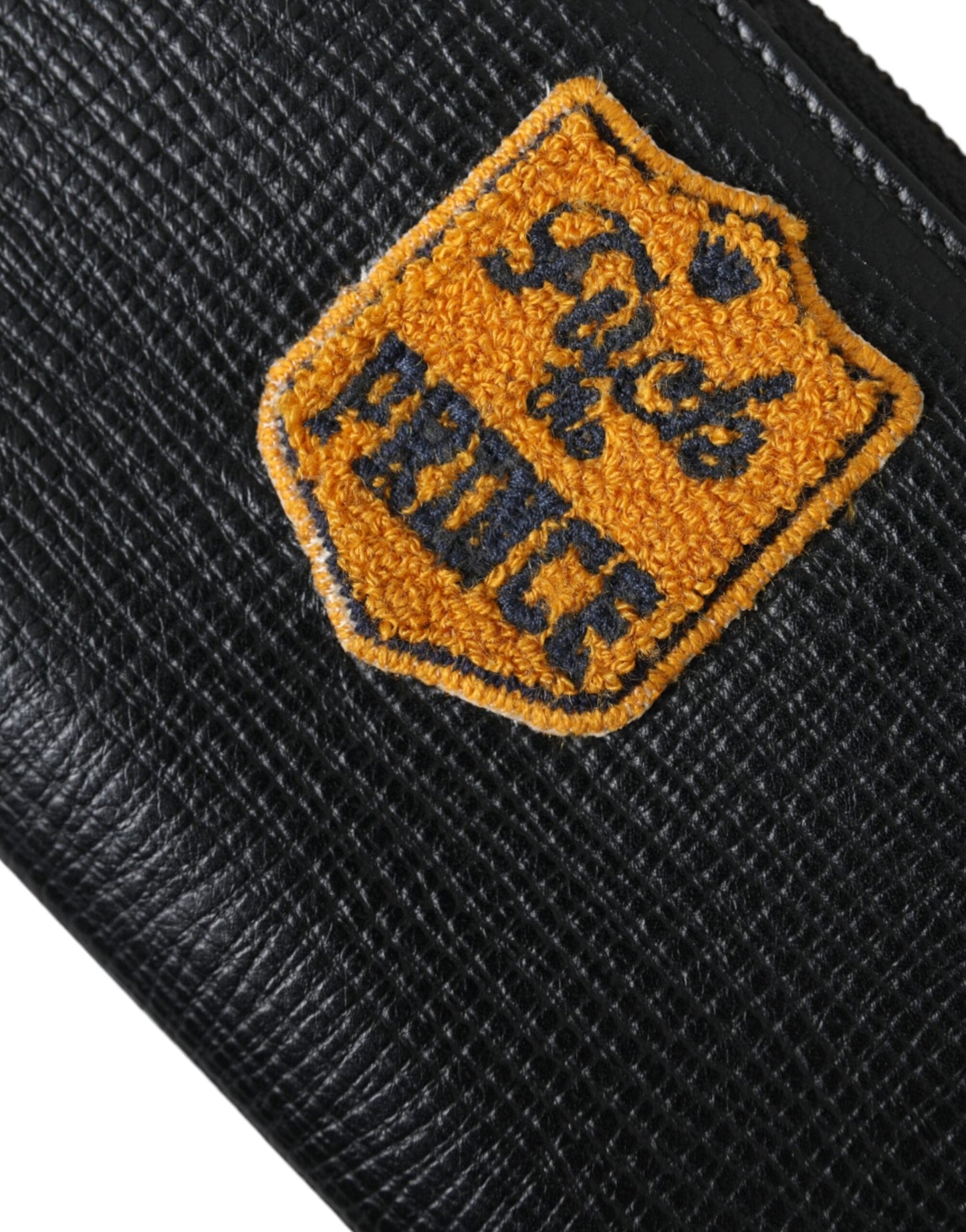 Dolce & Gabbana Black Leather Logo Patch Zip Around Continental Men's Wallet