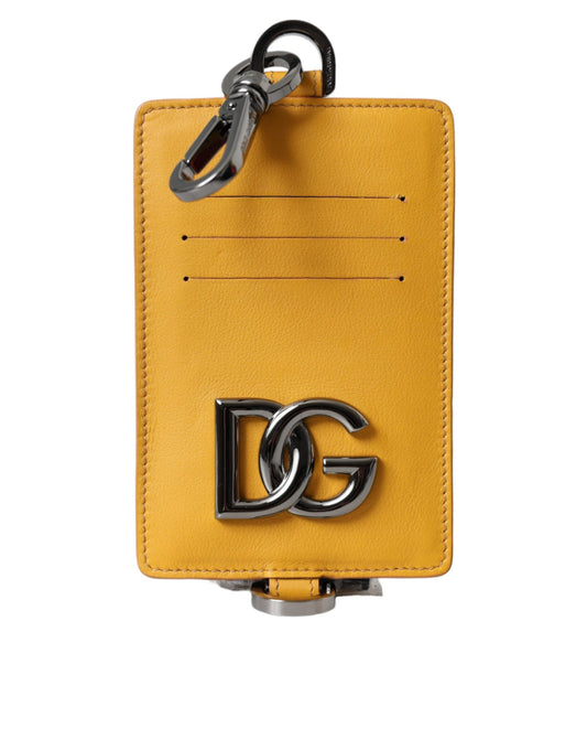 Dolce & Gabbana Orange Calf Leather Credit Card Holder Clip On Men's Wallet