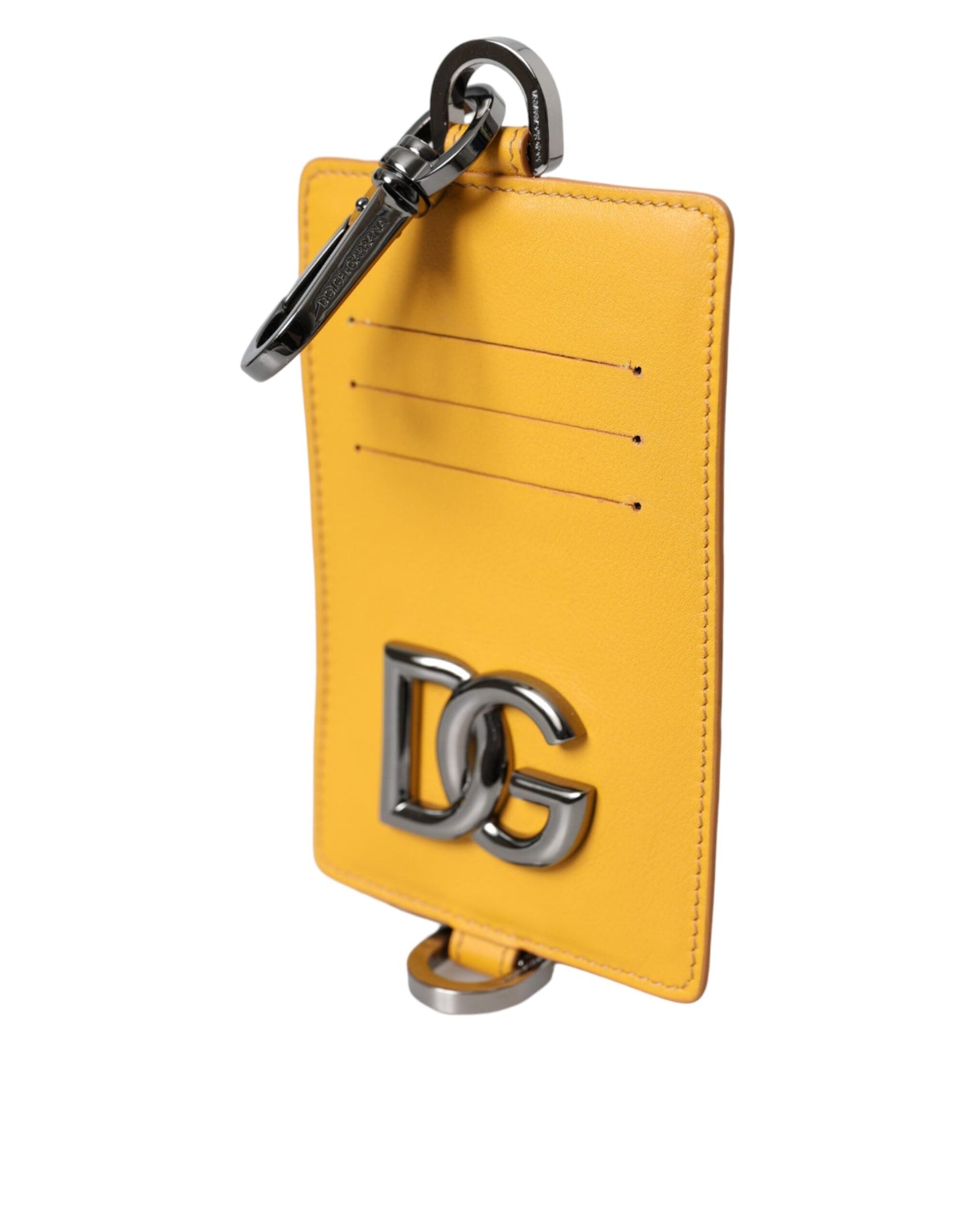 Dolce & Gabbana Orange Calf Leather Credit Card Holder Clip On Men's Wallet