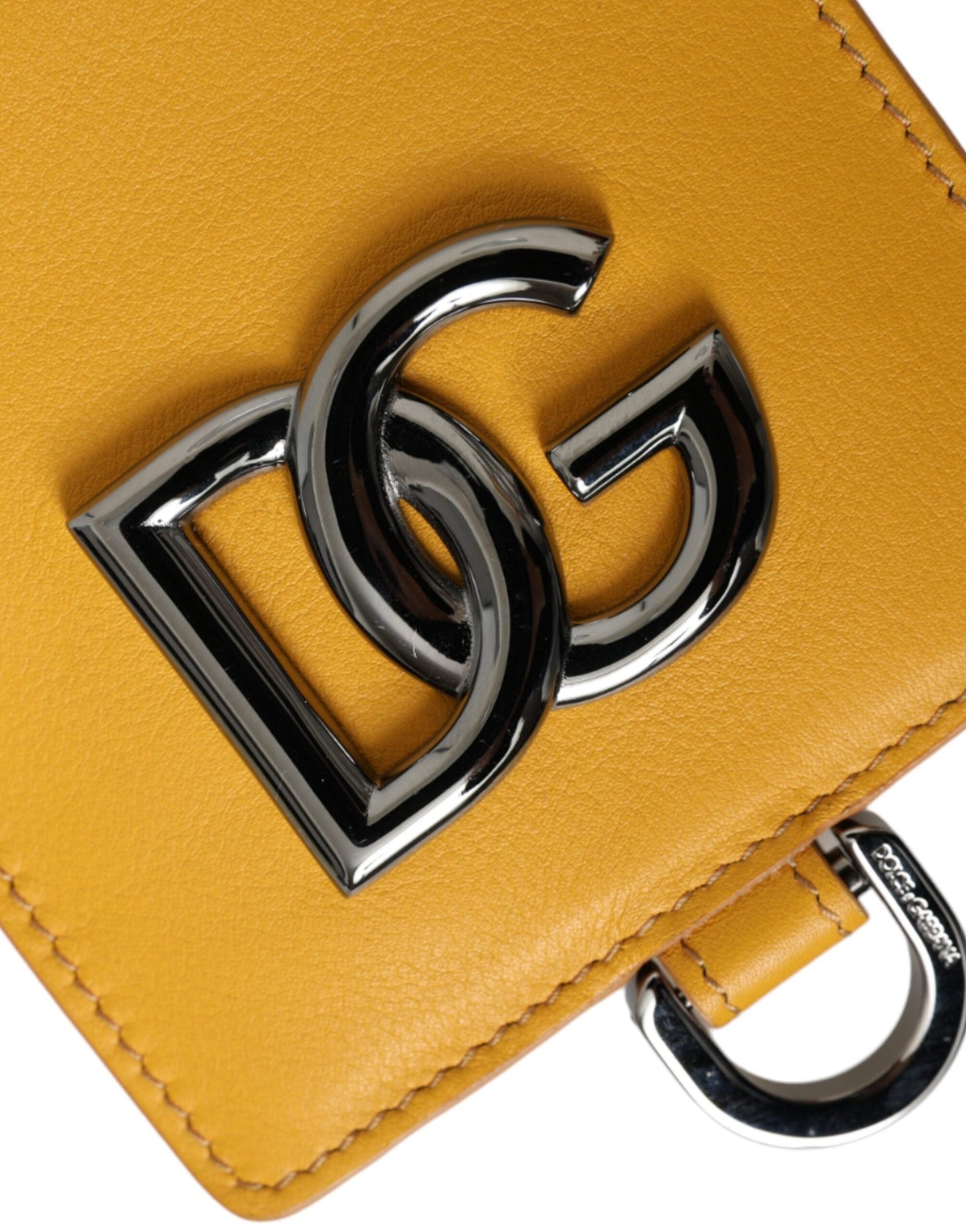 Dolce & Gabbana Orange Calf Leather Credit Card Holder Clip On Men's Wallet