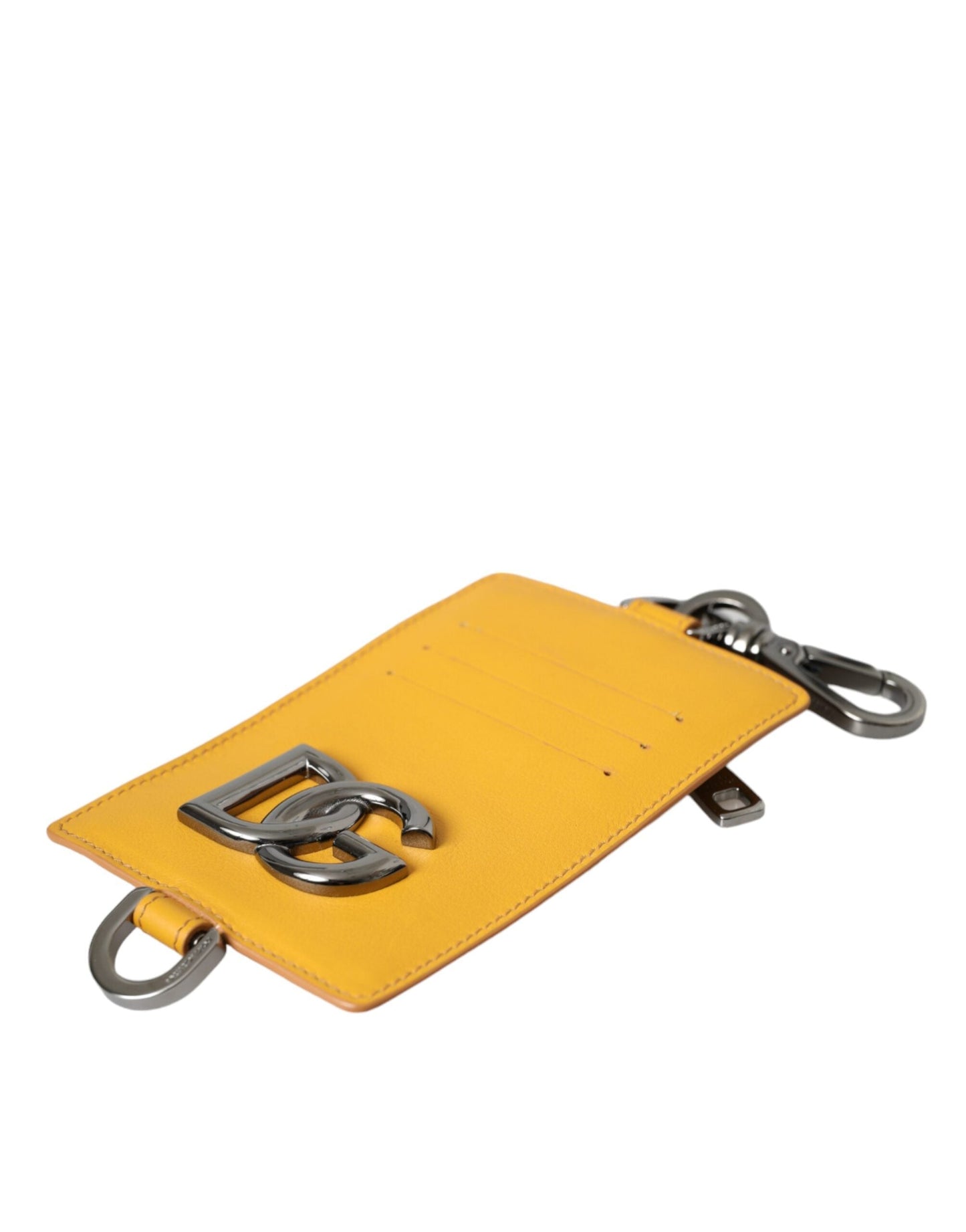 Dolce & Gabbana Orange Calf Leather Credit Card Holder Clip On Men's Wallet