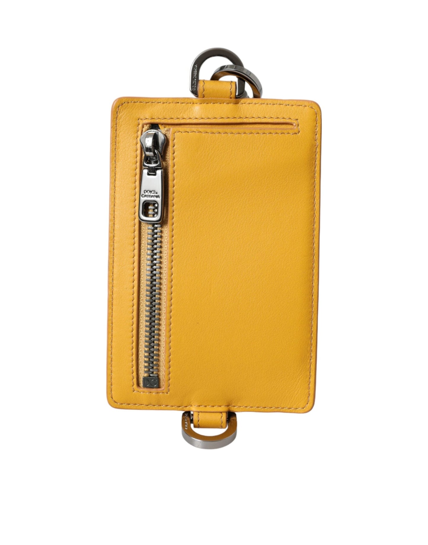 Dolce & Gabbana Orange Calf Leather Credit Card Holder Clip On Men's Wallet