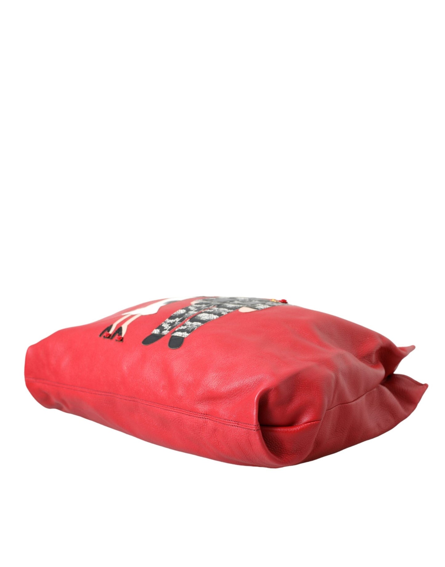 Dolce & Gabbana Red Leather #DGFamily Patch Shopping Tote Women's Bag