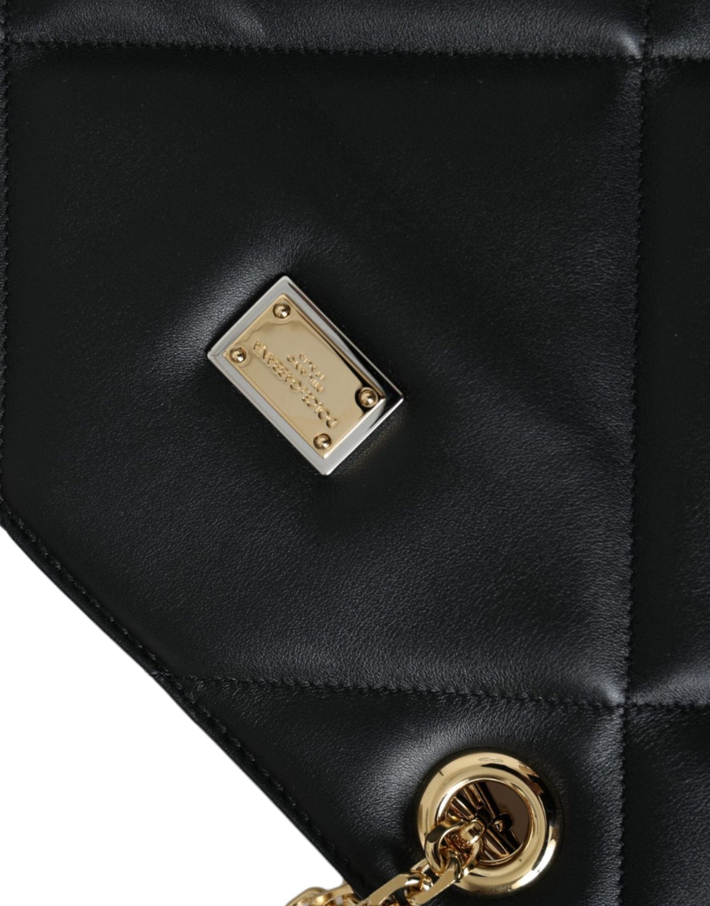 Dolce & Gabbana Black Leather JUNGLE Quilted Shopping Tote Women's Bag