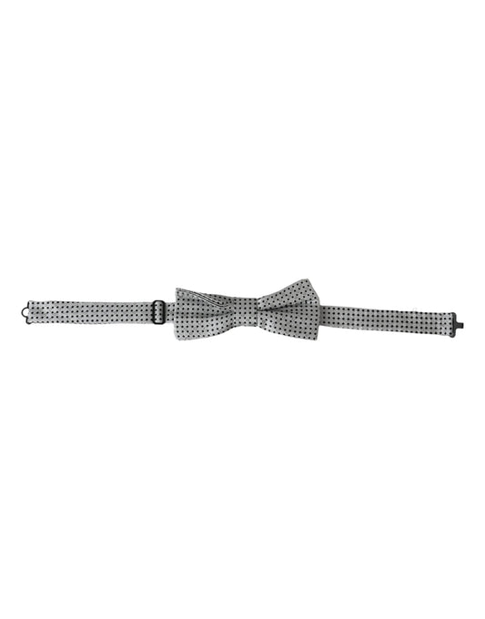 Dolce & Gabbana Gray Silk Polka Dot Adjustable Neck Men Papillon Bow Men's Tie