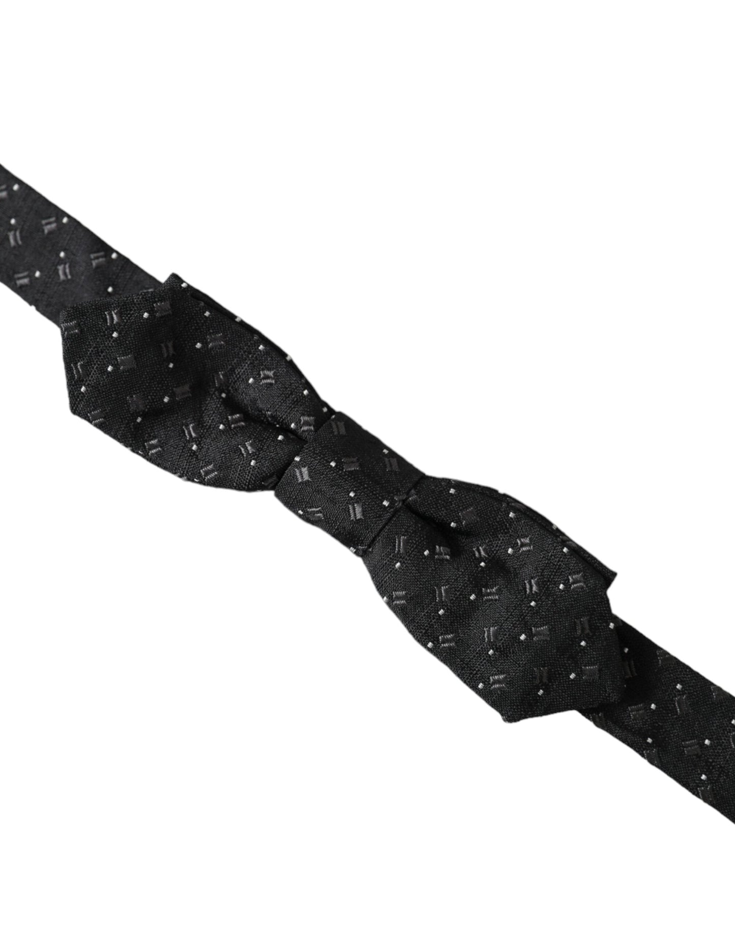 Dolce & Gabbana Black Silk Patterned Adjustable Neck Men Papillon Bow Men's Tie