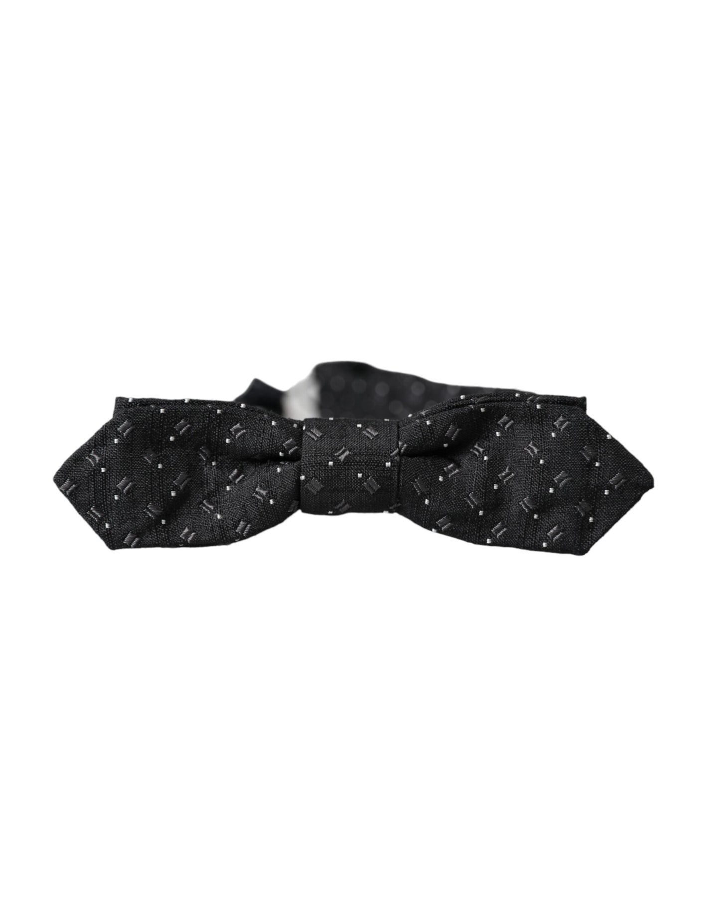 Dolce & Gabbana Black Silk Patterned Adjustable Neck Men Papillon Bow Men's Tie