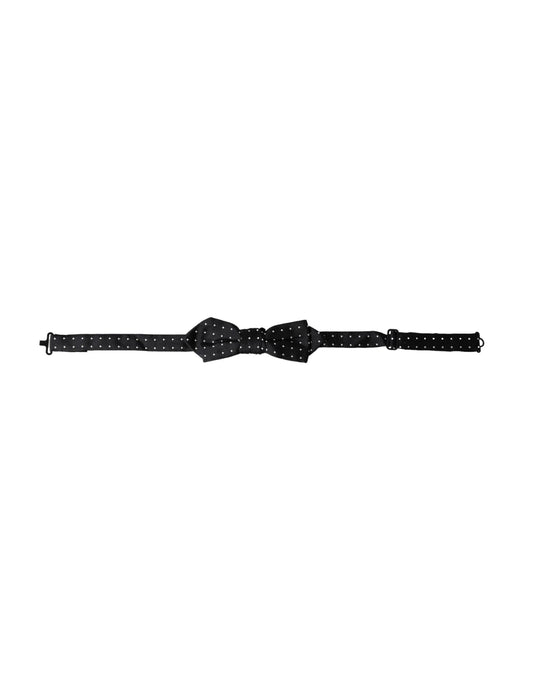 Dolce & Gabbana Black Silk Polka Dot Adjustable Neck Men Papillon Bow Men's Tie
