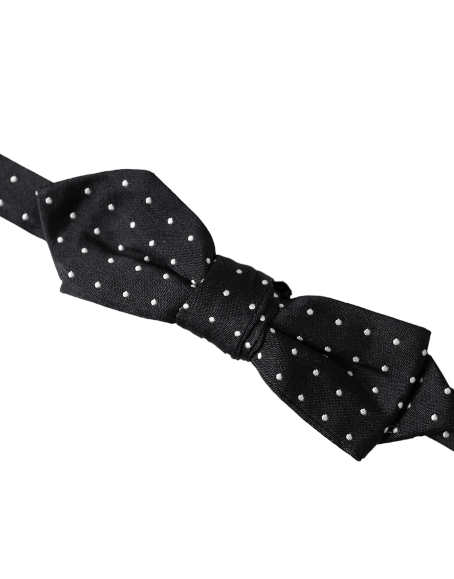 Dolce & Gabbana Black Silk Polka Dot Adjustable Neck Men Papillon Bow Men's Tie
