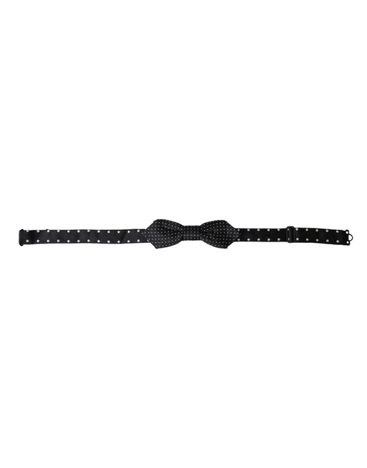 Dolce & Gabbana Black Silk Polka Dot Adjustable Neck Men Papillon Bow Men's Tie