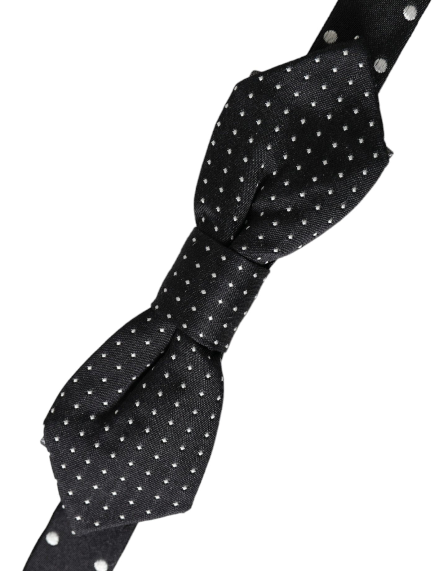 Dolce & Gabbana Black Silk Polka Dot Adjustable Neck Men Papillon Bow Men's Tie