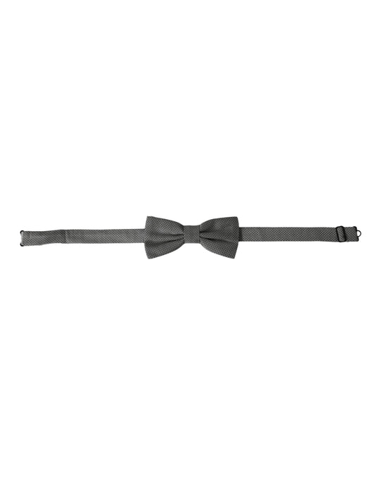 Dolce & Gabbana Gray Silk Patterned Adjustable Neck Men Papillon Bow Men's Tie