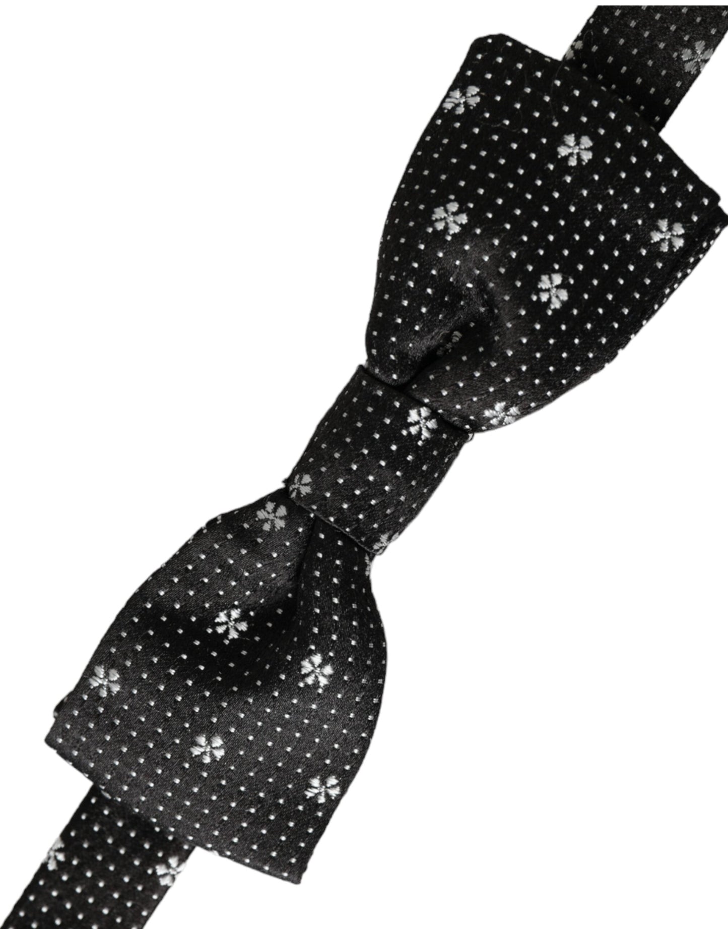 Dolce & Gabbana Black Silk Floral Adjustable Neck Men Papillon Bow Men's Tie