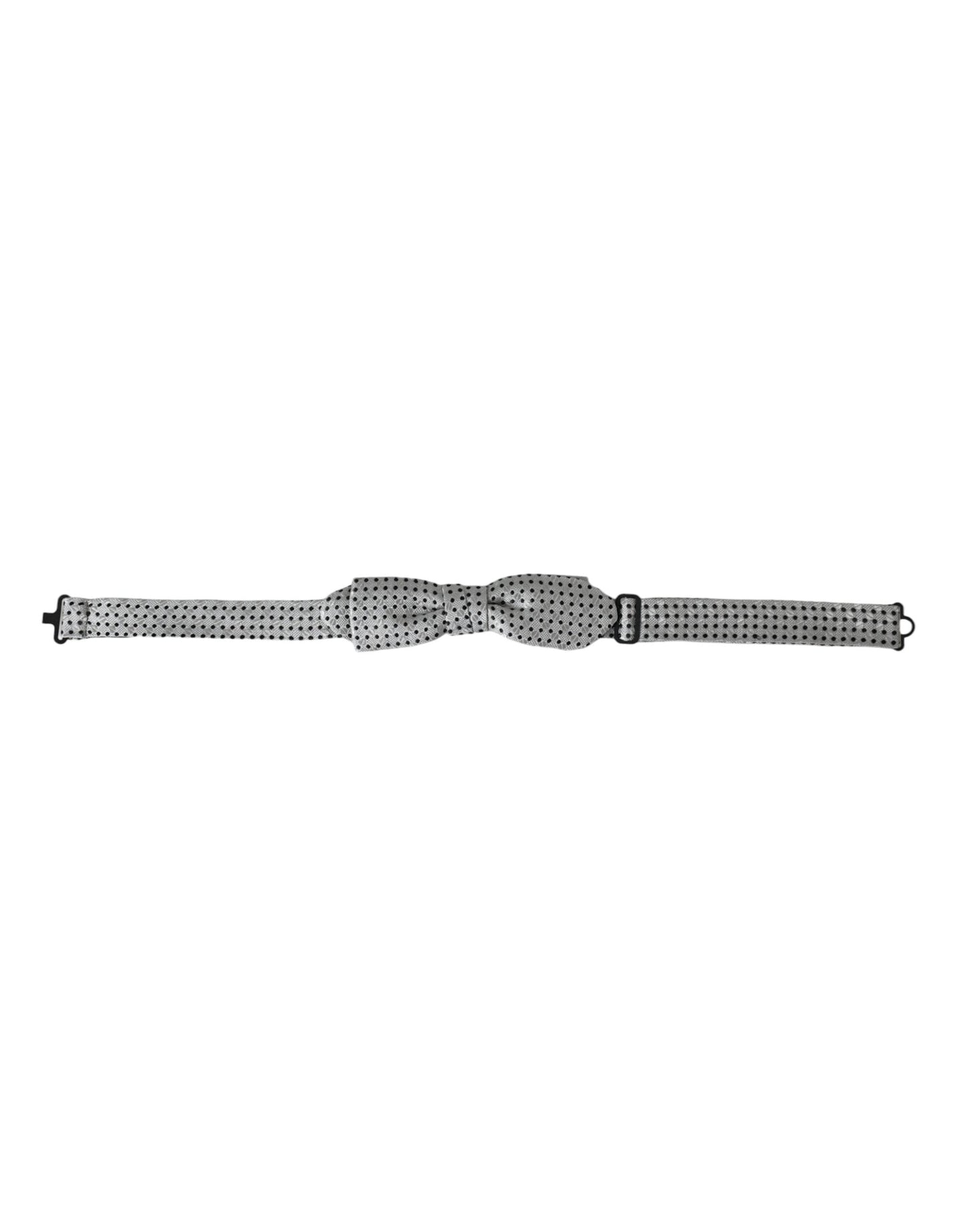 Dolce & Gabbana Gray Silk Polka Dot Adjustable Neck Men Papillon Bow Men's Tie