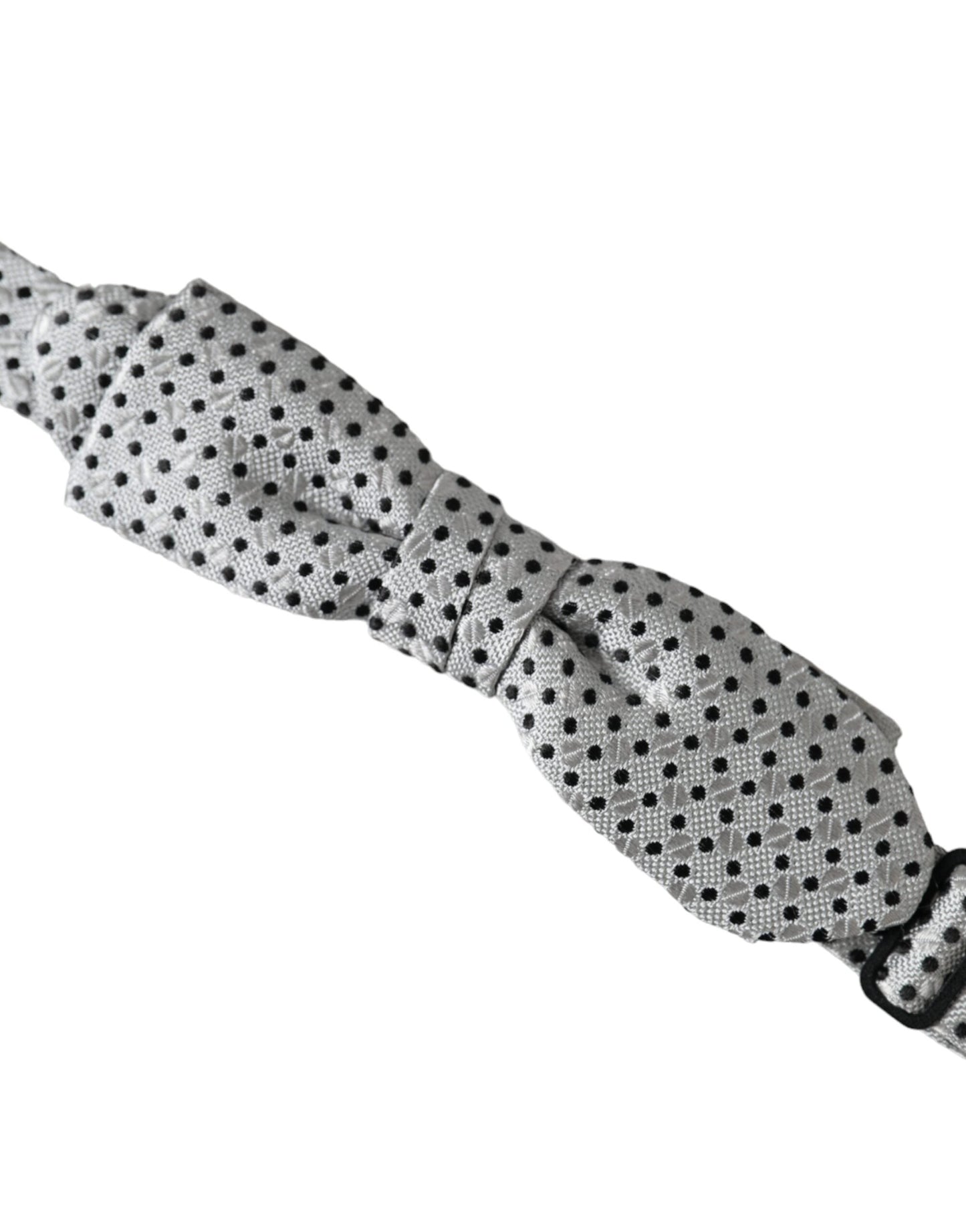 Dolce & Gabbana Gray Silk Polka Dot Adjustable Neck Men Papillon Bow Men's Tie
