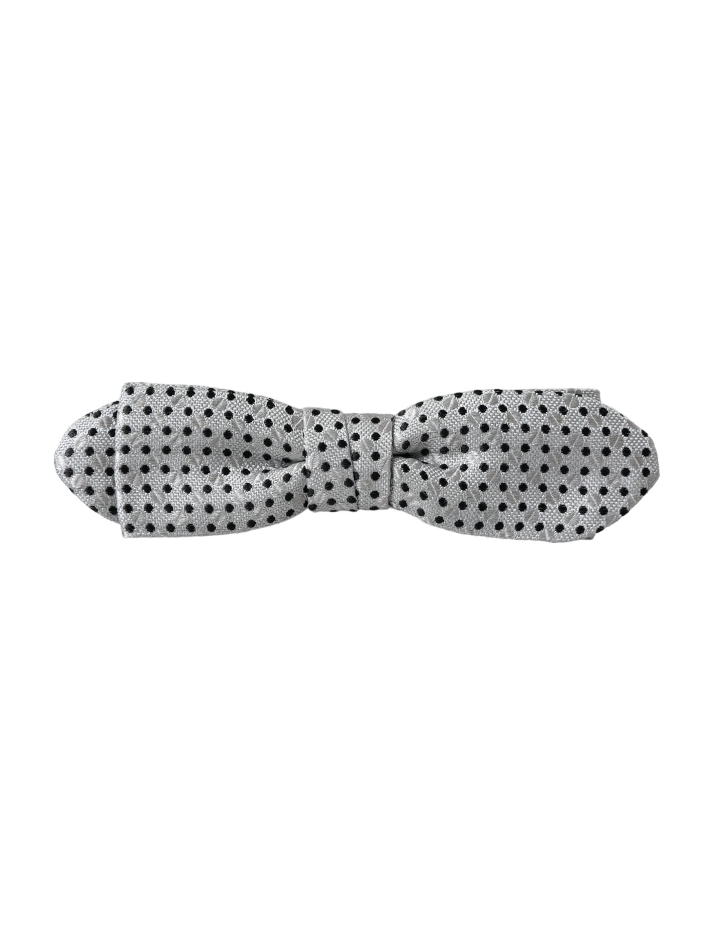 Dolce & Gabbana Gray Silk Polka Dot Adjustable Neck Men Papillon Bow Men's Tie