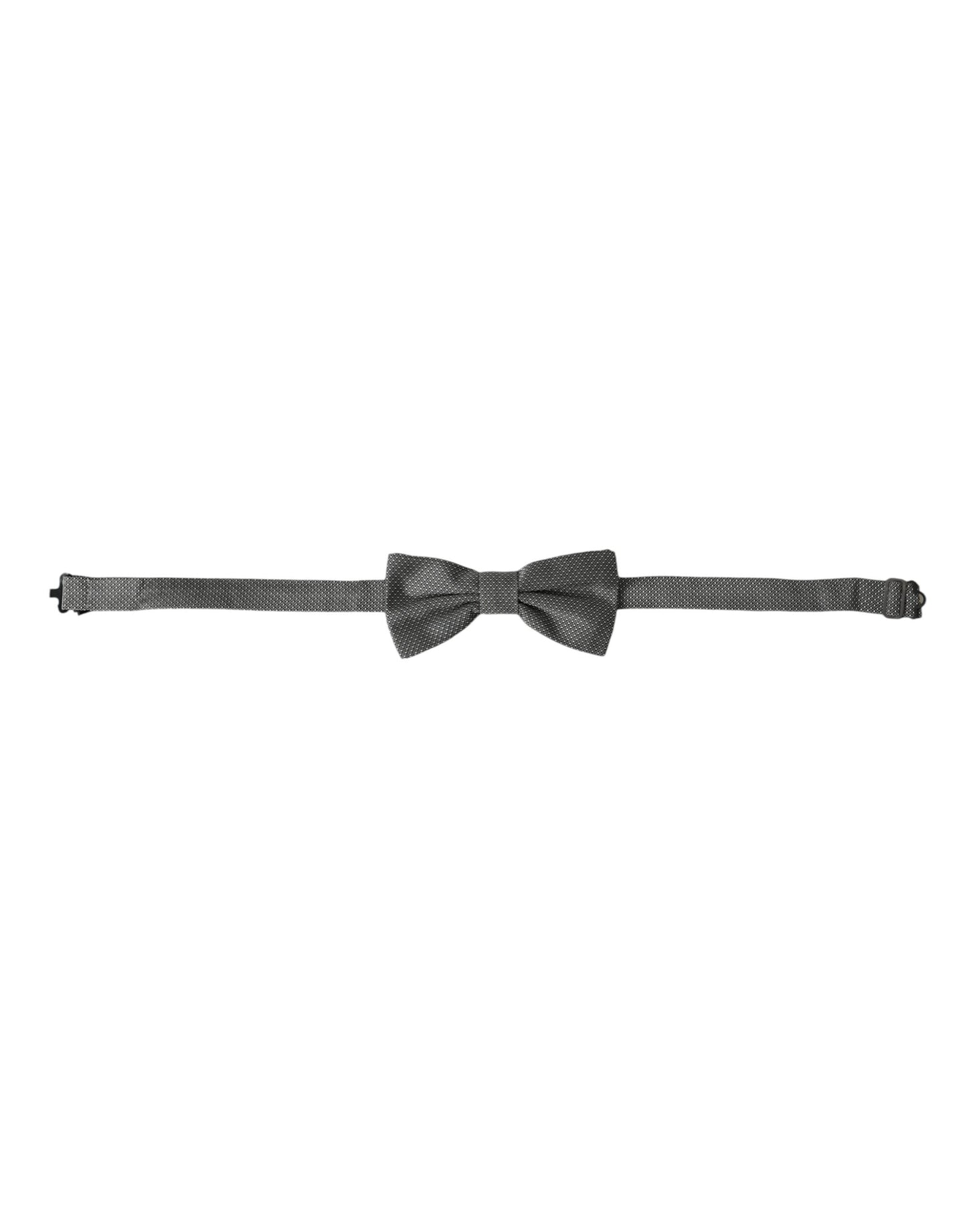 Dolce & Gabbana Gray Silk Patterned Adjustable Neck Men Bow Men's Tie