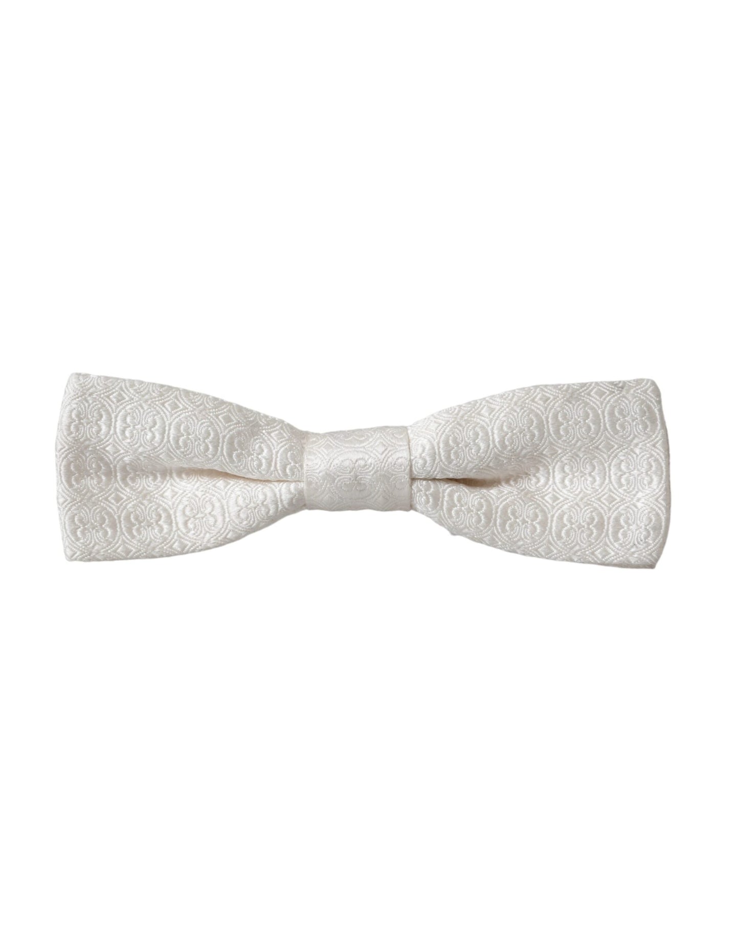 Dolce & Gabbana White Silk Patterned Adjustable Neck Men Papillon Bow Men's Tie