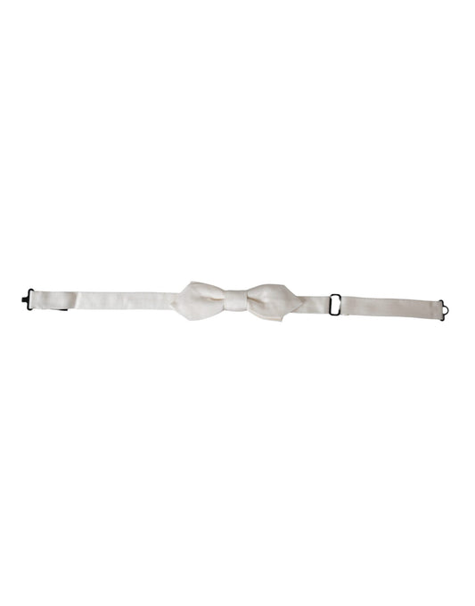 Dolce & Gabbana White Silk Adjustable Neck Men Papillon Bow Men's Tie