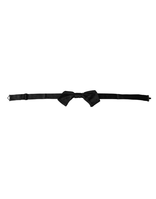Dolce & Gabbana Black Satin Silk Adjustable Neck Men Bow Men's Tie