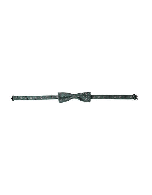 Dolce & Gabbana Mint Green Floral Adjustable Neck Men Bow Men's Tie