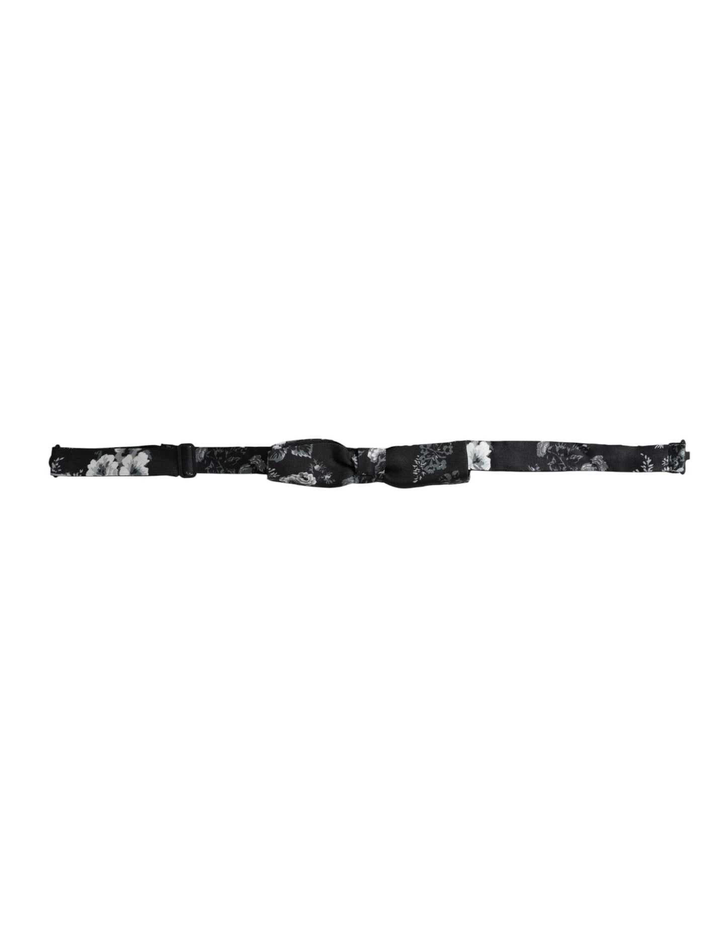 Dolce & Gabbana Black Floral Silk Adjustable Neck Men Bow Men's Tie