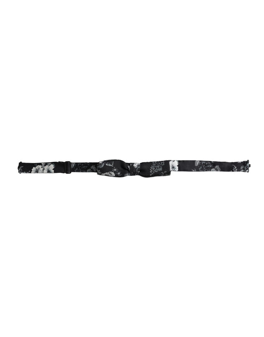 Dolce & Gabbana Black Floral Silk Adjustable Neck Men Bow Men's Tie