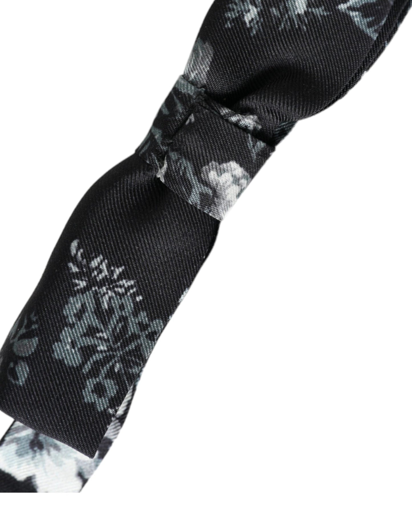 Dolce & Gabbana Black Floral Silk Adjustable Neck Men Bow Men's Tie